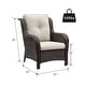preview thumbnail 61 of 89, Outdoor Wicker High Back Club Chair with Cushions (Set of 2)