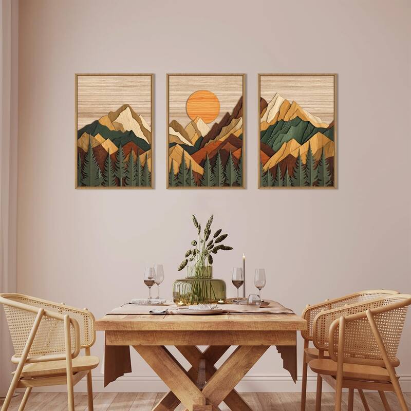 Brown Ridge Wall Decor, Boho Pine Tree Wall Painting