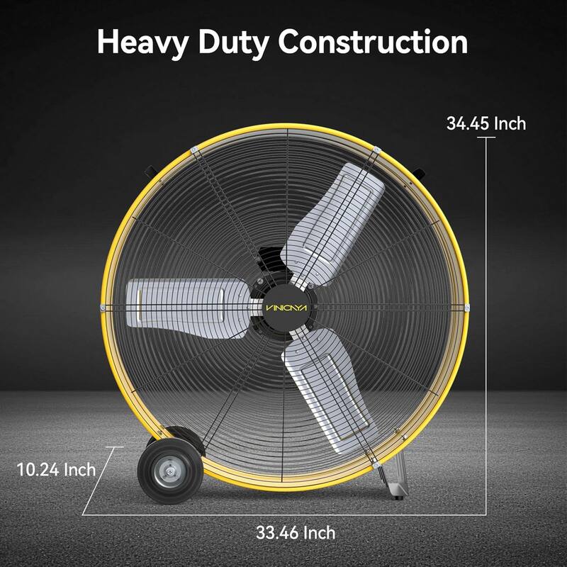 30" Industrial 2-Speed Adjustable High Velocity Drum Fan with Wheel