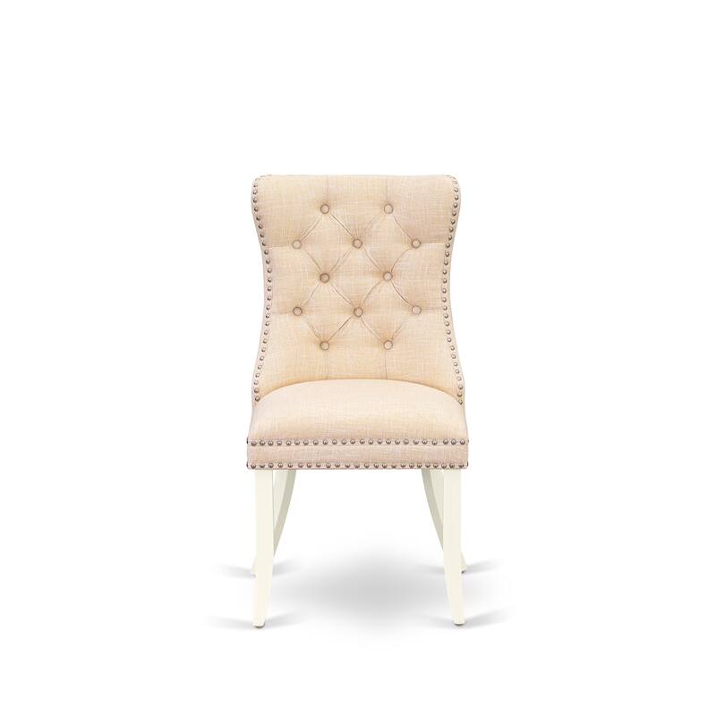 East West Furniture Dinette Set Includes a Rectangle Wooden Table and Upholstered Chairs, Linen White (Pieces Options)