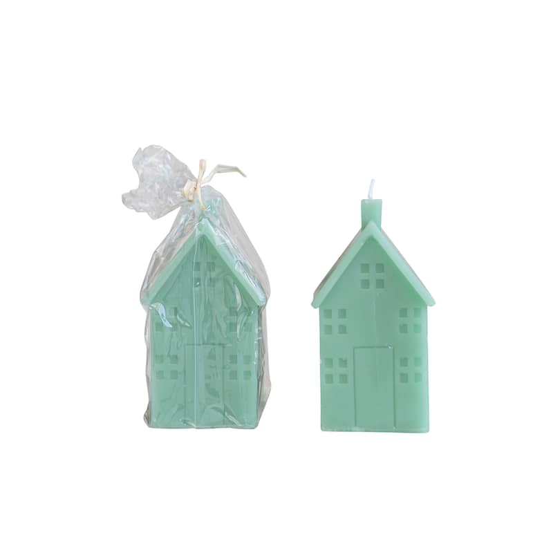 Unscented House Shaped Candle - Green