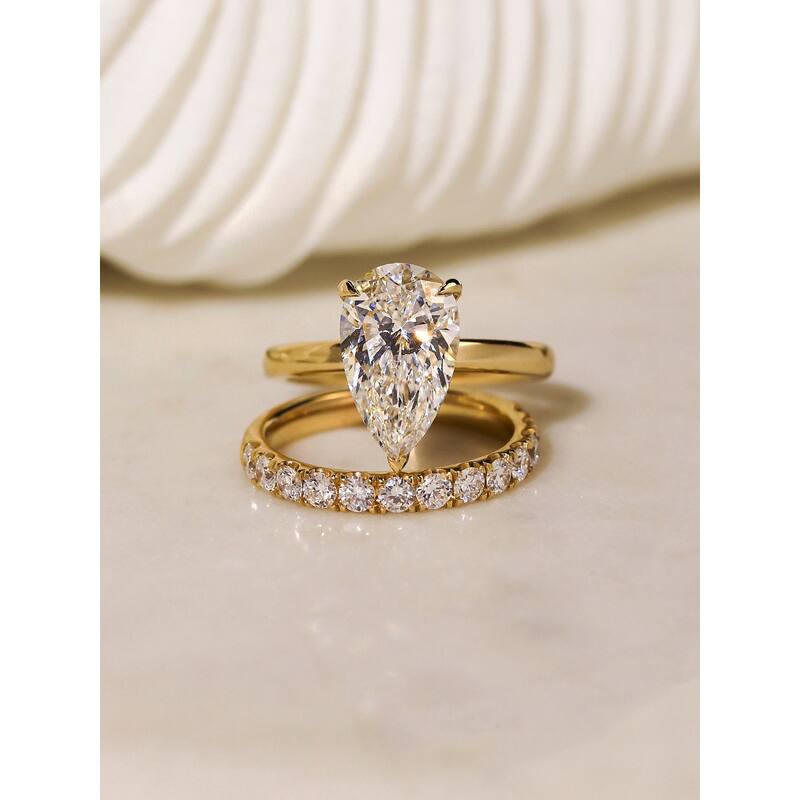 Kobelli 4.13 Carats Diamond 14k Solid Gold Pear Brilliant Drape Halo Engagement Ring (EF/VS, Certified)