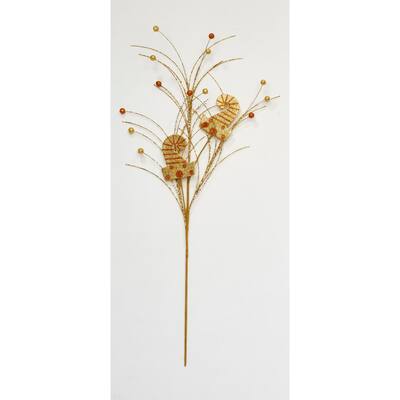 34" Santa Hat Glitter Christmas Spray, Gold, Set of 3 - Gold