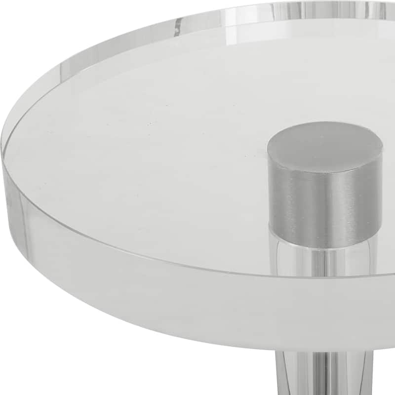Crystal Round Top Drink Table - 22" - Silver and Clear
