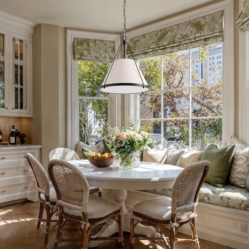 Draven Modern Pendant Light - Metal, Fabric & Gold, Matte Black Light Fixture For Modern, Contemporary, Minimalist Room Decor