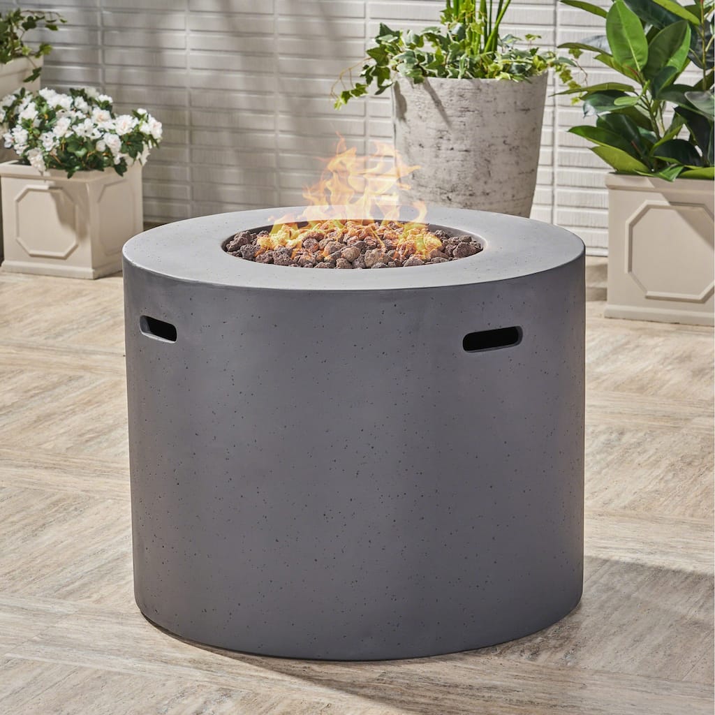 31.1 in. W x 31.1 in. D x 24.5 in. H Round Propane Burning Outdoor Fire Pit in Dark Grey