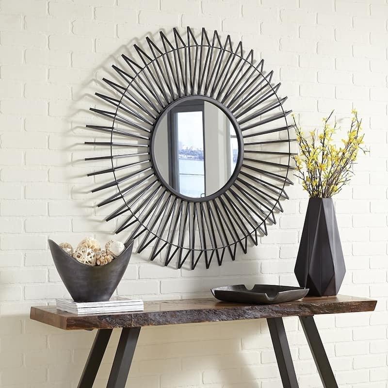 Allan Andrews Kenton Sunburst Iron Frame Wall Mirror - 42 x 42