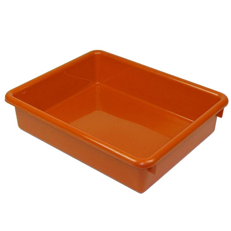Romanoff Stowaway 3" Letter Tray no Lid, Orange, Pack of 3