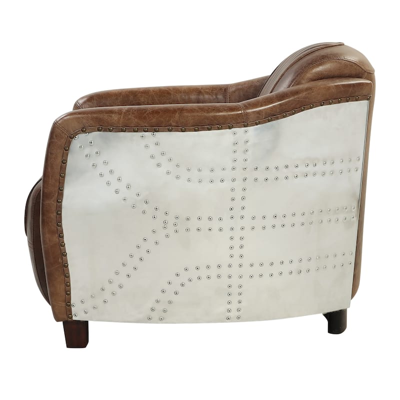 Bailee Retro Brown and Aluminum Accent Chair
