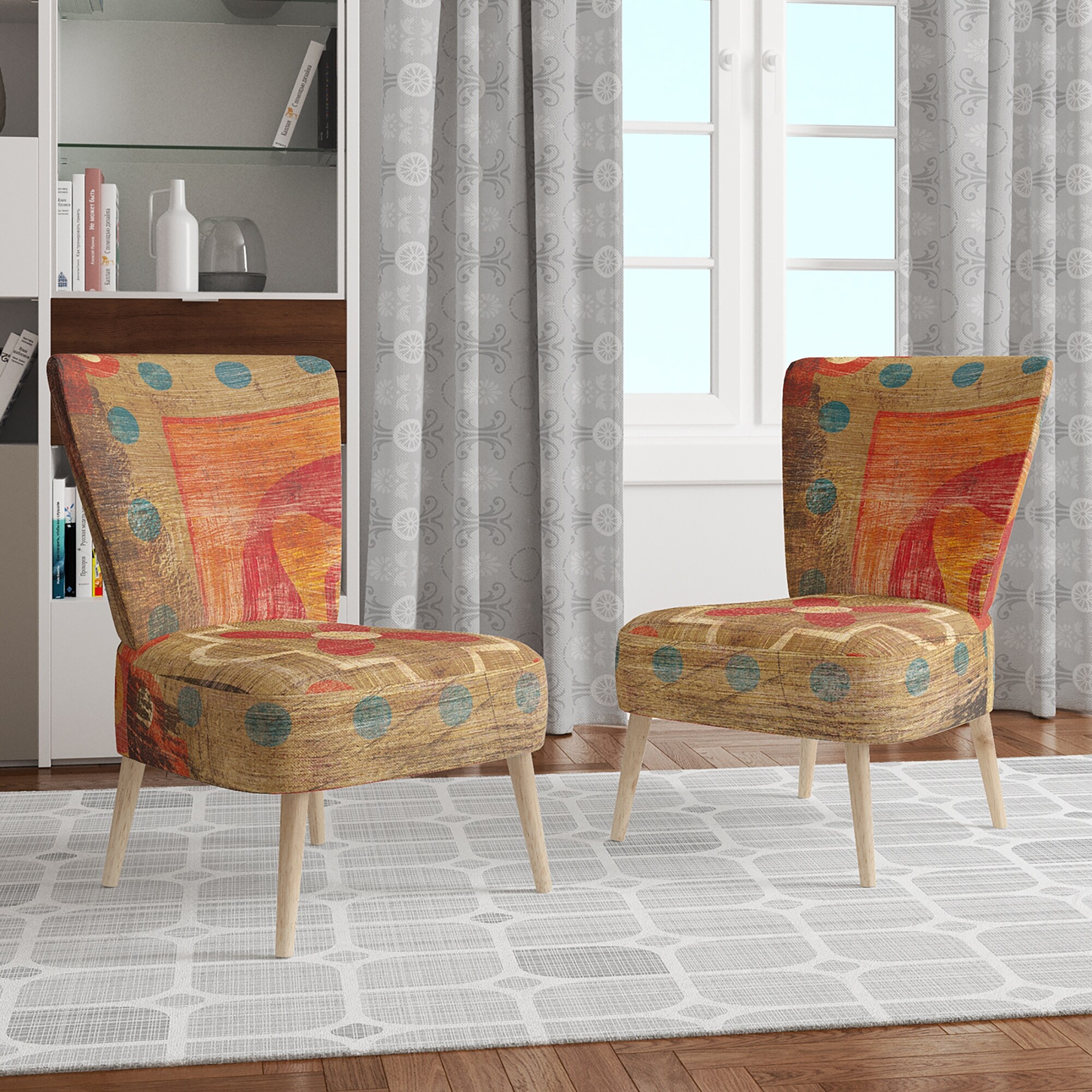Designart "Moroccan Orange Tiles Collage II" Upholstered - Picture 15 of 20