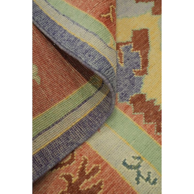 Vegetable Dye Wool Oushak Turkish Area Rug, Geometric Carpet - 12' 8'' X 10' 1''