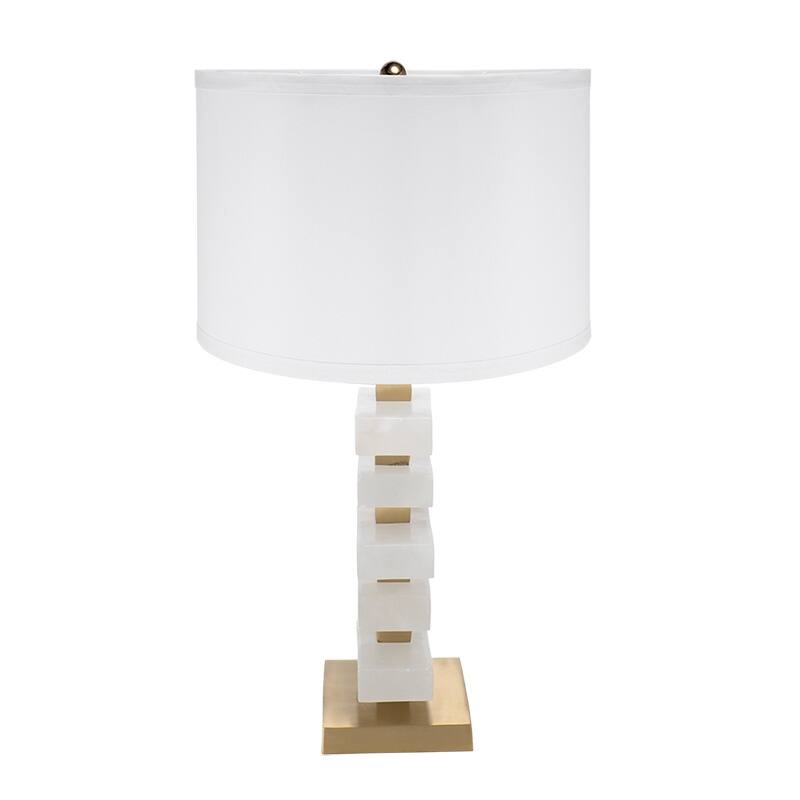 D15x26.7" White and Gold Alabaster Slab Table Lamp (Lamp Shade Assembly Required)