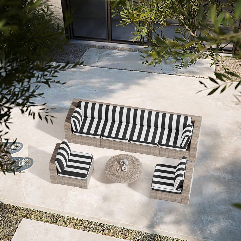 14-Piece Patio Furniture Sofa Cushions, 6-Seater Outdoor Cushion Set (Only Include Cusions，Not Sofa） - 25.6*25.6*4in