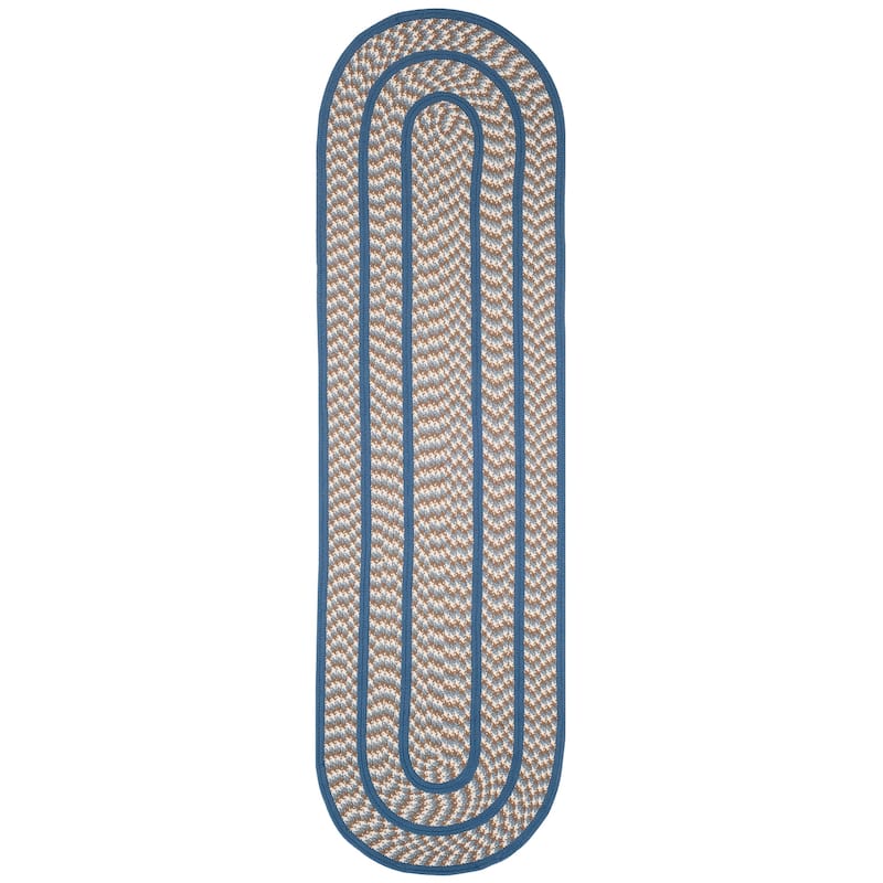 SAFAVIEH, Handmade Braided Jinela Country Rug - 2'3" x 8' Oval - Ivory/Blue