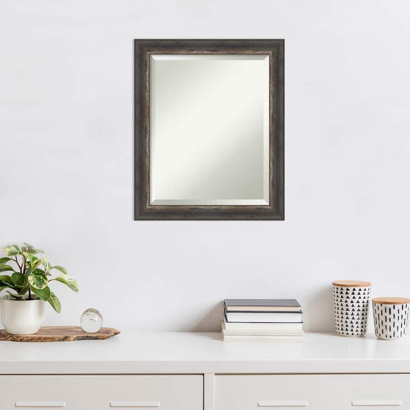 Beveled Wall Mirror - Bark Rustic Char Narrow Frame - Bark Rustic Char Narrow