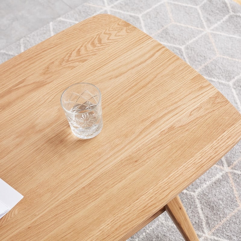 Solid wood Coffee table with Storage Shelf, Natural