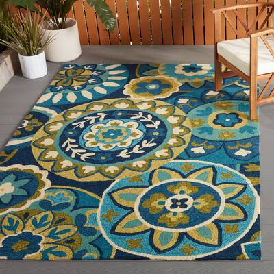 Miami Sundial Teal- Green Indoor/ Outdoor Area Rug