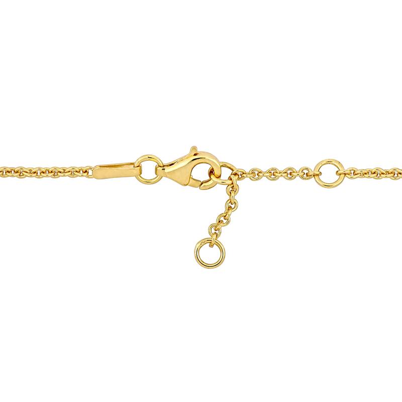 Miadora White "Mom" Heart & Key Charm Bracelet in 18k Yellow Sterling Silver