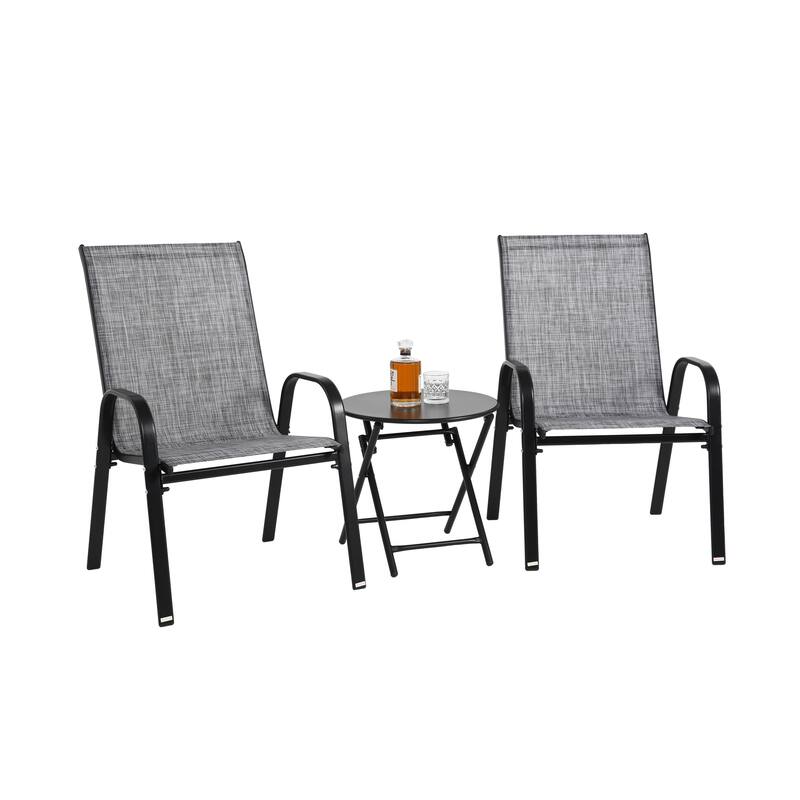 3 Piece Outdoor Patio Bistro Set, Conversation Sets for Beach Poolside or Garden