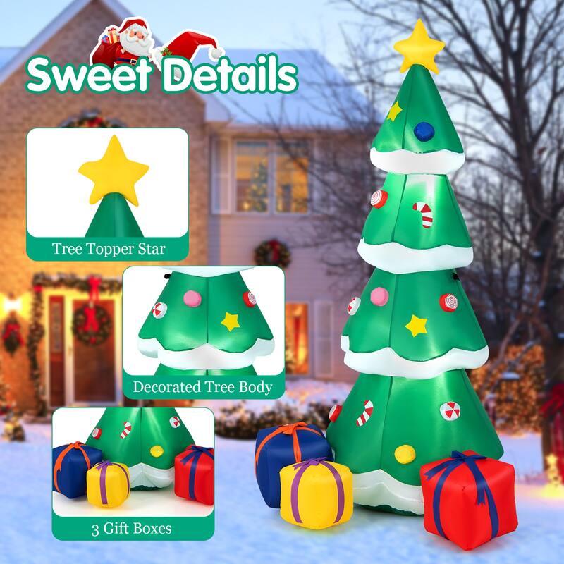 6FT Inflatable Christmas Tree Blow Up Lighted Christmas Decoration