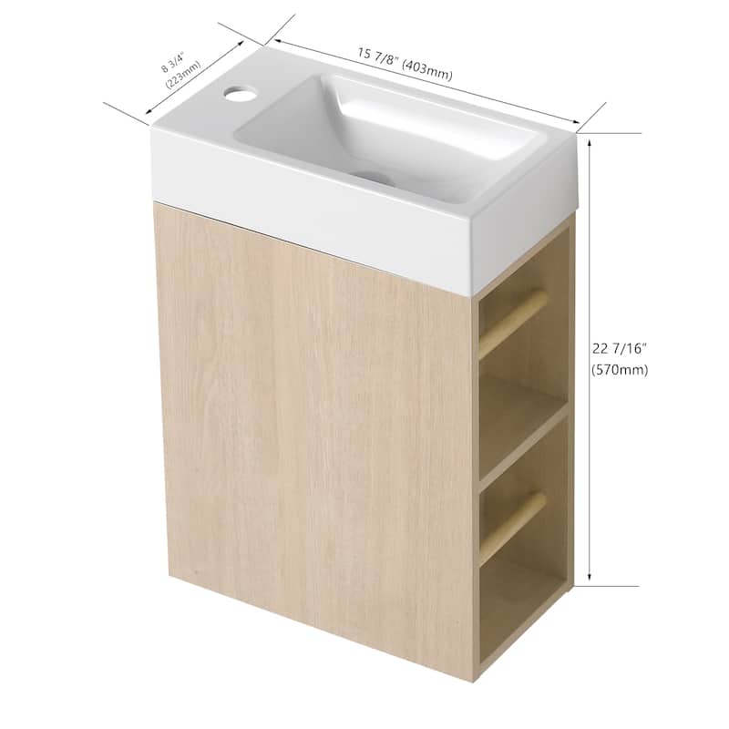 BNK 16/18 Inch Single Sink Bathroom Vanity with Soft Close Door