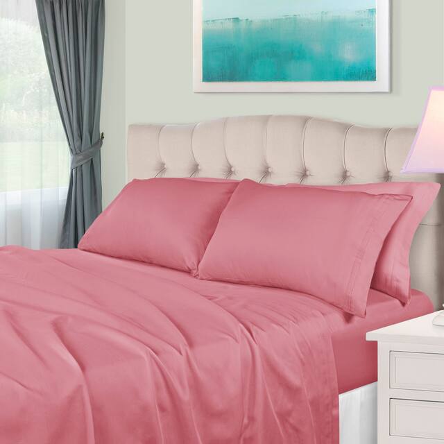 Superior Egyptian Cotton 650 Thread Count Bed Sheet Set - Olympic Queen - Blush