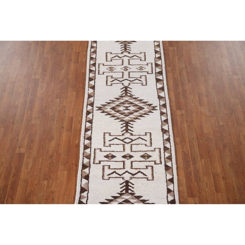 Beige Anatolian Turkish Runner Rug Handmade Tribal Wool Carpet - 2'11"x 12'7"