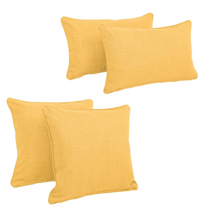 Blazing Needles Delaney Indoor/Outdoor Throw Pillow Set (Set of 4) - Lemon