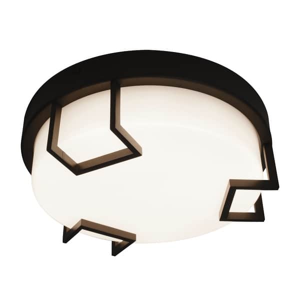 slide 1 of 1, Beaumont 12-inch Textured Bronze LED Outdoor Flush Mount, White Acrylic Shade