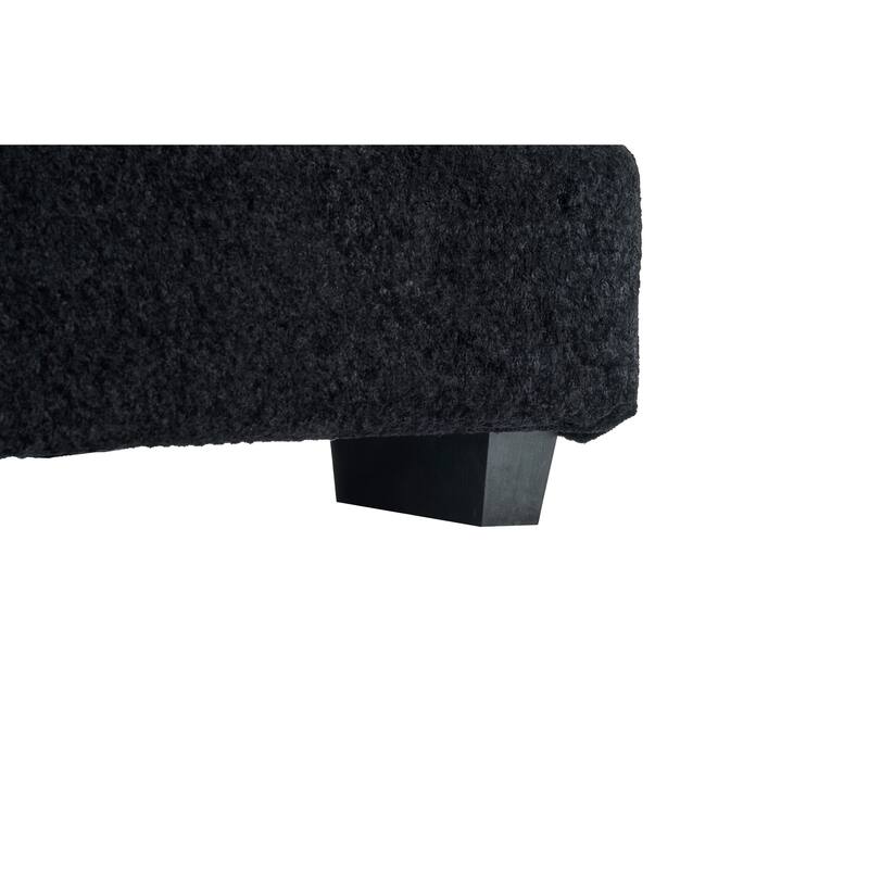 Chenille Single Sofa Chair Chaise Lounge with Phone Holder, Upholstered Recliner Sleeper Sofa Bed for Living Room