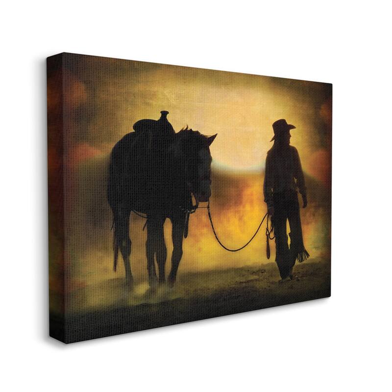 Stupell Cowgirl & Horse Silhouette Canvas Wall Art Design by PBurchettePhoto