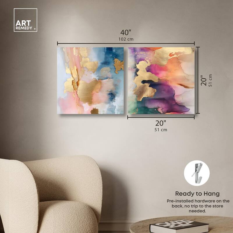 Gold Foil Set Canvas Set of 2 by Art Remedy, Gallery Wrapped