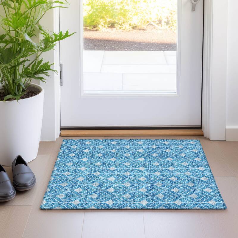 Premium Washable Super Soft Geo Teardrop Mayfield Rug - Teal - 1'8" x 2'6"