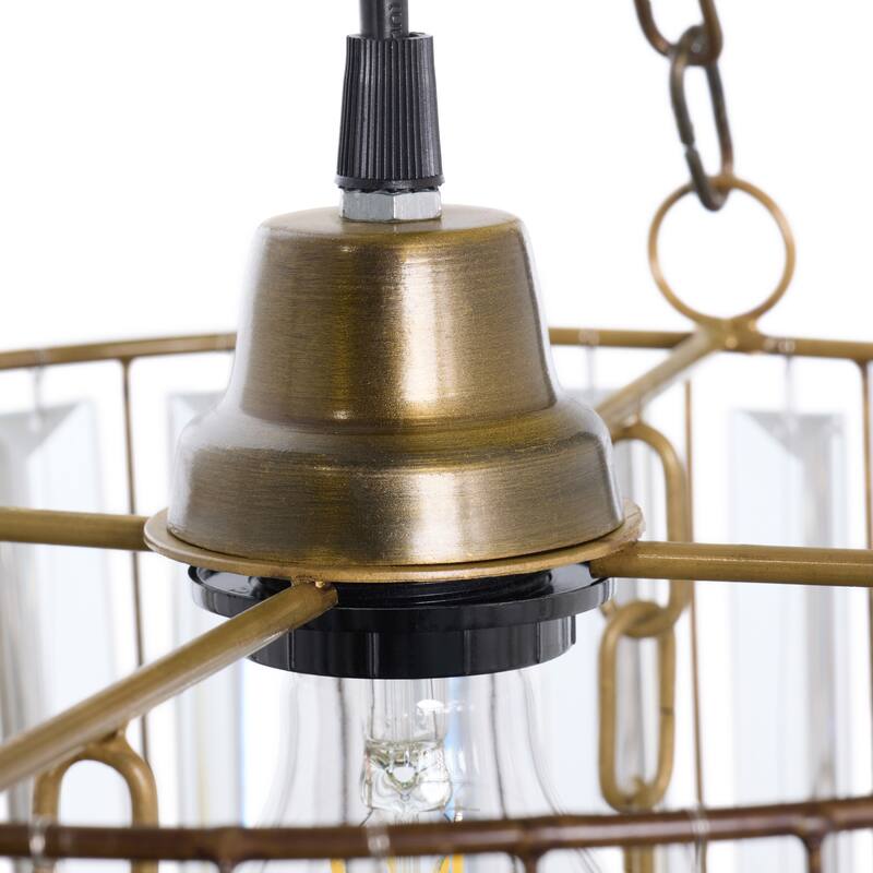 Octavius River of Goods Gold and Clear Metal and Glass Adjustable Drop Height 12-Inch Hanging Pendant Light