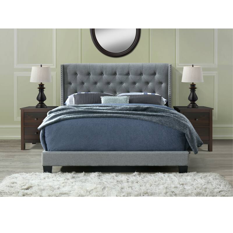 Bardy Upholstered Button-tufted Wingback Bed - Queen or King