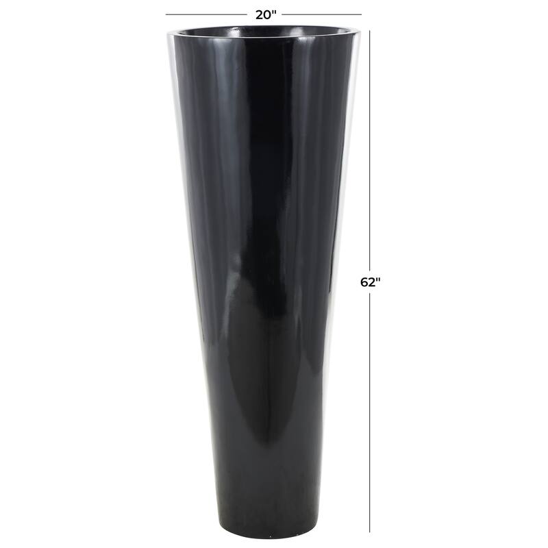 Black Fiberglass Minimalistic Floor Decorative Vase