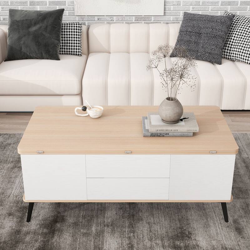 5 Pieces Lift Top Coffee Table Set with Storage Convertible Dining Table