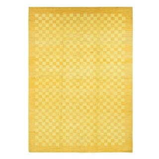 Shahbanu Rugs Royal Yellow Modern Gabbeh Checker Board Design Tone on ...