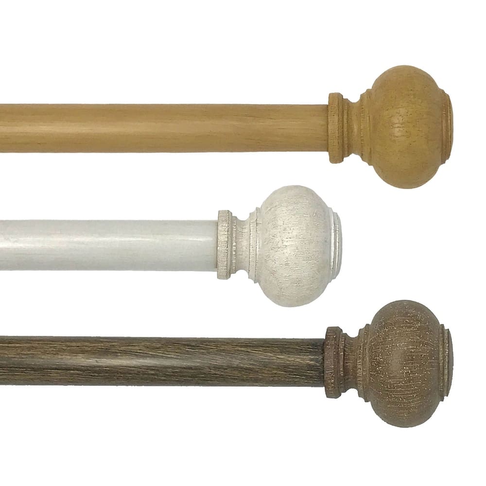Rhinebeck Rustic Faux Wood 1" Window Drapery Single Curtain Rod