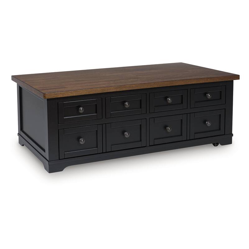 Signature Design by Ashley Wildenauer Brown/Black Lift-Top Coffee Table - 52" W x 28" D x 19" H