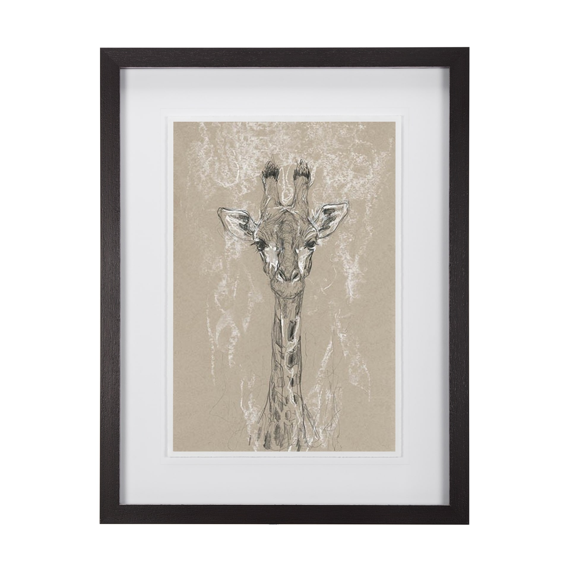 Sketch of Animal IV (Giraffe) by Mercana Studio Hand Embellished Framed Art Print Matted under Glass