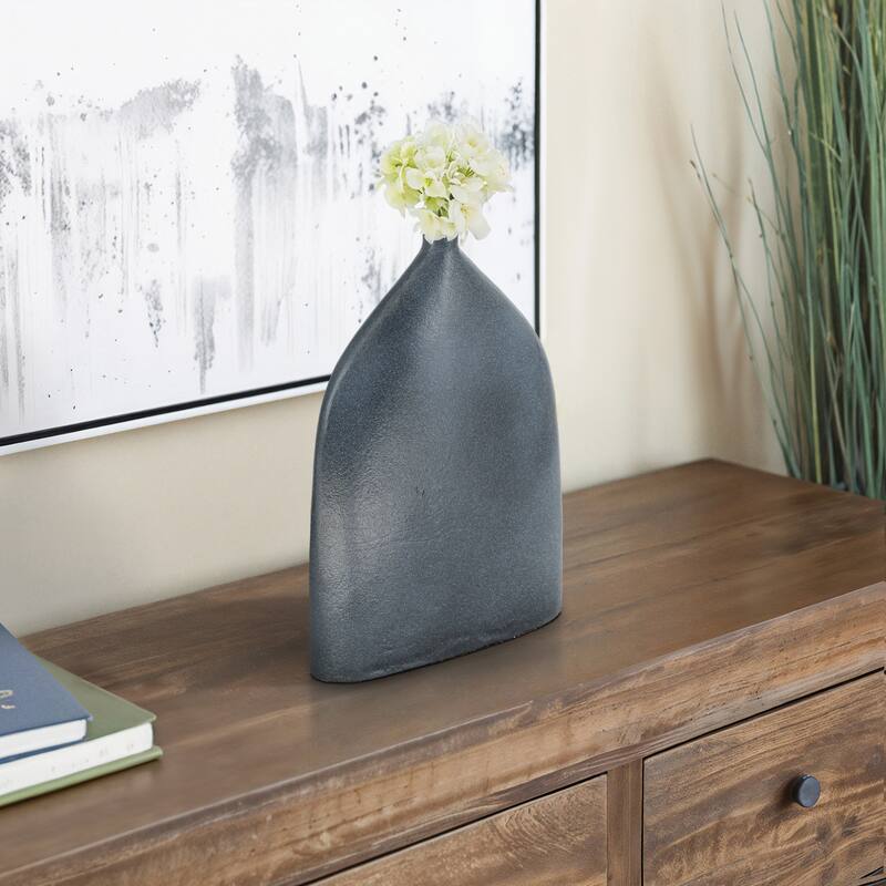 Decorative Sleek Sculptural Metal Vase - Contemporary Flower Vase