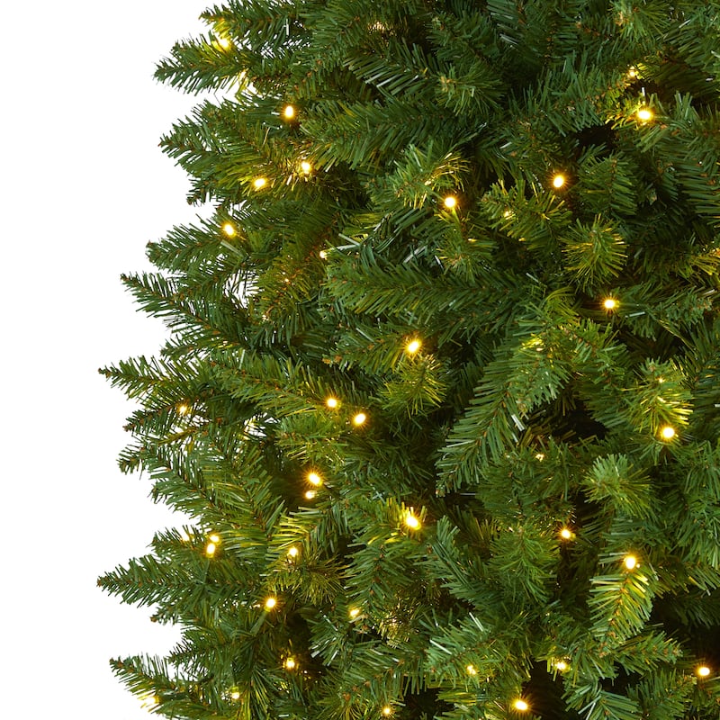 10ft. Slim Green Pine Artificial Christmas Tree with 800 Clear LED Lights - Grand Holiday Statement X-Mas Tree