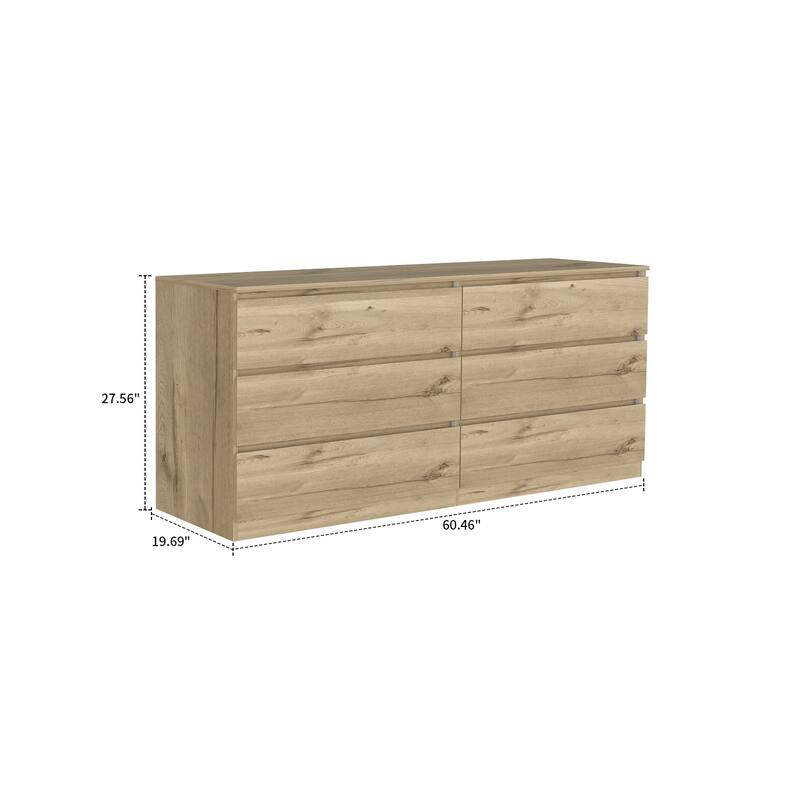 Minimalist Design Double Dresser with Six Drawers