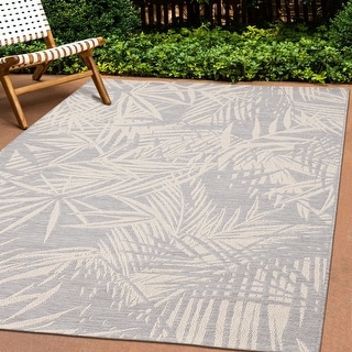 Jocelyn Collection - Cream Grey Subtle Leaves Quality Indoor-Outdoor ...