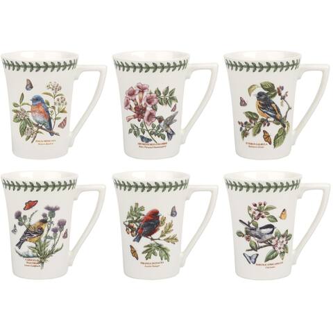 Portmeirion Botanic Garden Birds 10 Ounce Mandarin Mug, Set of 6 (Assorted Motifs)