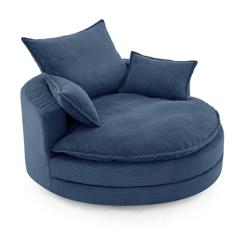 360° Swivel Accent Barrel Chair with Dual-Layer Cushions by Harper&Bright Designs