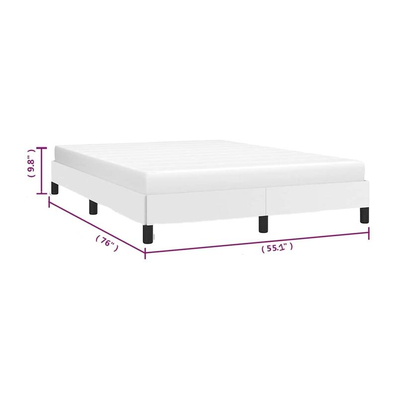 Ceri Full Size Bed Frame, White Faux Leather, Low Profile Legs