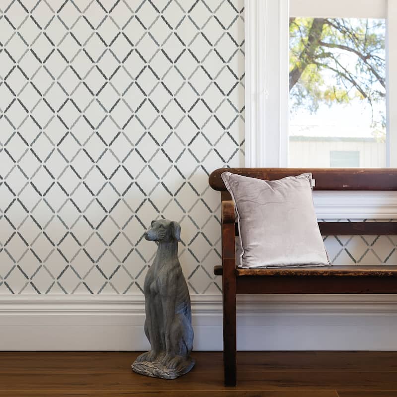A-Street Prints Allotrope Charcoal Linen Geometric Wallpaper