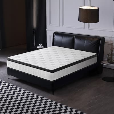 Queen Size 12 Inch Hybrid Mattress Individual Pocket Spring 7-Zoned Memory Foam Knitted Cover Certipur-Us White